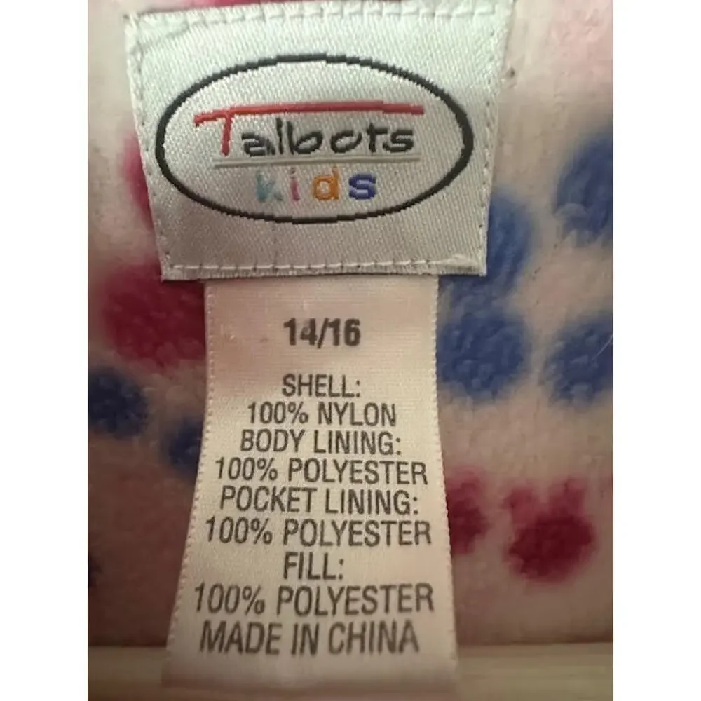 Talbots Talbots Kids Puffer Vest Pink Full Zip Quilted Girls 14/16